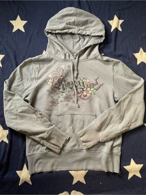 Grey blue roxy flower hoodie